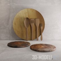 3d-модель Деревянные подставки и ложки