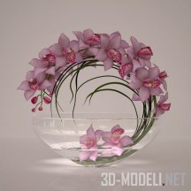 3d-модель Розовые орхидеи в чаше