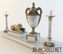 3d-модель Антикварный набор декора для камина