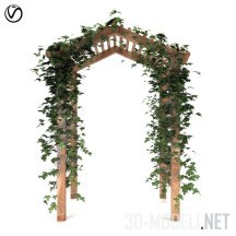 3d-модель Деревянный арочный элемент с плющом