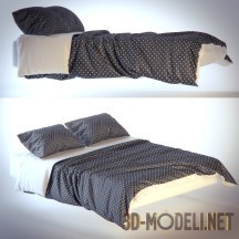 3d-модель Одеяло и подушки в горошек
