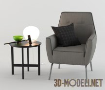 3d-модель Кресло, столик и лампа