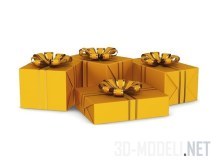3d-модель Коробки с золотыми бантами