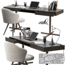 3d-модель Письменный стол Close от Minotti с аксессуарами
