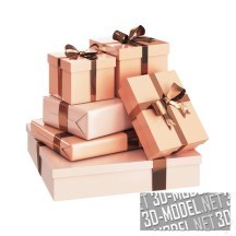 3d-модель Подарочные коробки персиковых оттенков