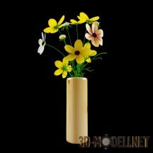 Полевые цветы в деревянной вазе