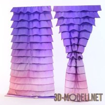 3d-модель Комплект розовато–сиреневых штор с оборками