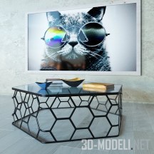 3d-модель Шестигранный стол и картина с котом