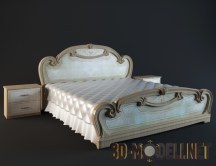 Роскошная кровать с резной деревянной спинкой