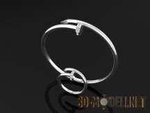 3d-модель Браслет и кольцо из белого металла