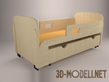 3d-модель Детская кровать с ящиком для белья