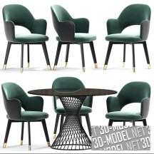 3d-модель Комплект обеденных стульев Colette Baxter Arm и стол