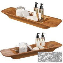 3d-модель Тиковый поддон на ванну, с косметическими средствами от Zara Home