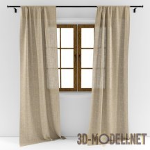 3d-модель Простые шторы с деревянным окном