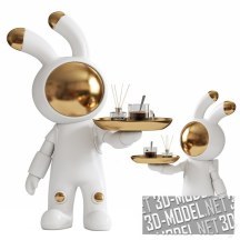 3d-модель Кролик-астронавт с подносом