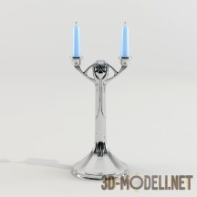 3d-модель Хромированный подсвечник на две свечи