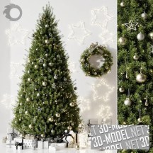 3d-модель Новогодняя елка и декор