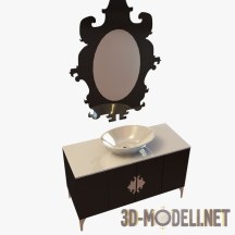 3d-модель Умывальник на тумбе, с фигурным зеркалом