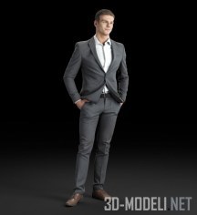 3d-модель Бизнесмен в сером костюме