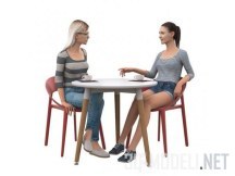 3d-модель Две девушки в кафе