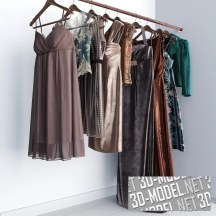 3d-модель Набор женской одежды на вешалках