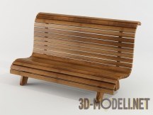 3d-модель Деревянная лавочка с высокой спинкой