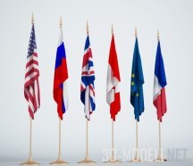 Шесть флагов на флагштоках