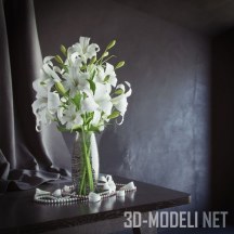3d-модель Белые лилии и бусы
