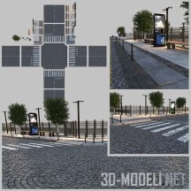 3d-модель Перекресток с элементами городской среды