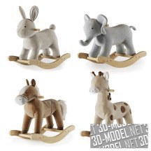 3d-модель Игрушки-качалки (заяц, слон, жираф, лошадка)