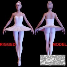 3d-модель Балерина в белой одежде, на пуантах