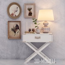 3d-модель Консоль с настольной лампой и картины