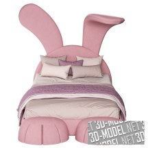 3d-модель Кровать в виде розового кролика