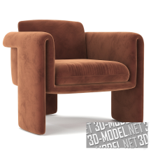 3d-модель Бархатное коричневое кресло Floria Velvet