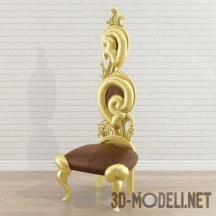 3d-модель Кресло с высокой резной спинкой