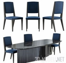 Стол и синие стулья от Fendi Casa
