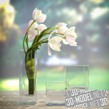 3d-модель Цветы и три стакана