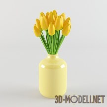 3d-модель Желтые тюльпаны в желтой вазе