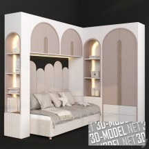 3d-модель Набор мебели в десткую комнату с кроватью