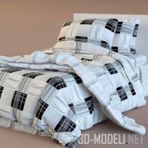 3d-модель Кровать с бельем в клетку