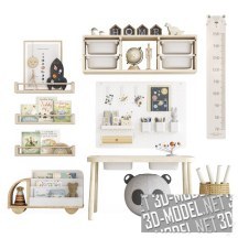 Деревянная мебель с игрушками и декором