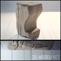 3d-модель Деревянный пуф-табурет