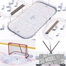 3d-модель Зимняя хоккейная площадка