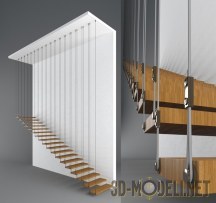 3d-модель Деревянная лестница на тросах