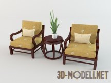 3d-модель Два кресла с журнальным столиком