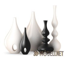 Set of black and white vases
