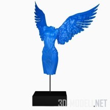Синяя скульптура с крыльями