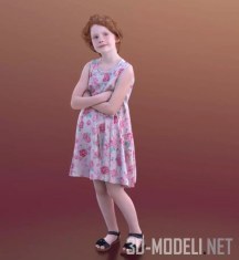 3d-модель Рыжая Мила в платье (3D Scan)