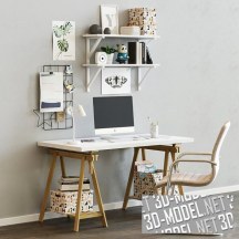 3d-модель Рабочее место от IKEA (стол, стул, декор)