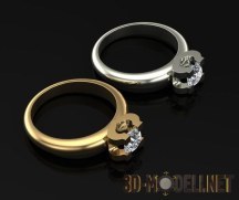 3d-модель Кольцо с декоративной закрепкой и бриллиантом